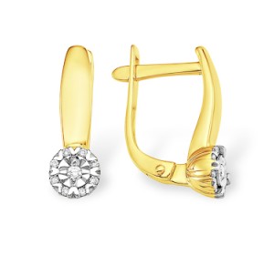 Серьги классические из желтого золота с бриллиантом