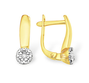 Серьги классические из желтого золота с бриллиантом