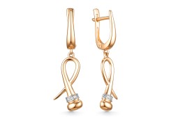 Золотые cерьги висячие с фианитом