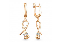 Золотые cерьги висячие с фианитом