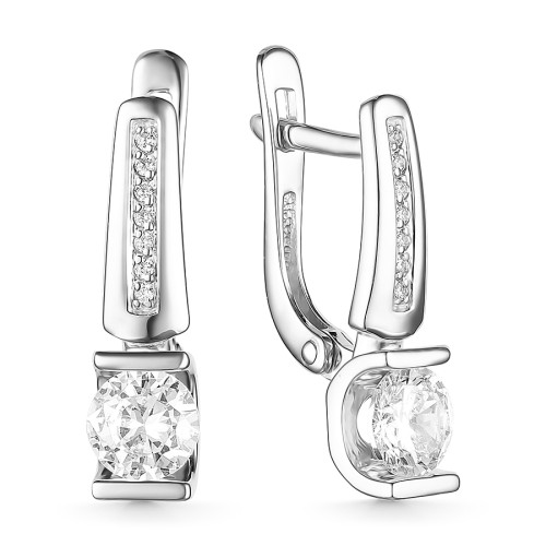 Серьги из белого золота с фианитом