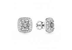 Серьги пусеты (гвоздики) из белого золота с бриллиантом