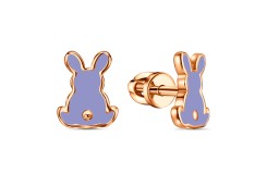 Серебряные cерьги пусеты (гвоздики) с позолотой с эмалью