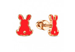 Серебряные cерьги пусеты (гвоздики) с позолотой с эмалью