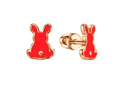 Серебряные cерьги пусеты (гвоздики) с позолотой с эмалью