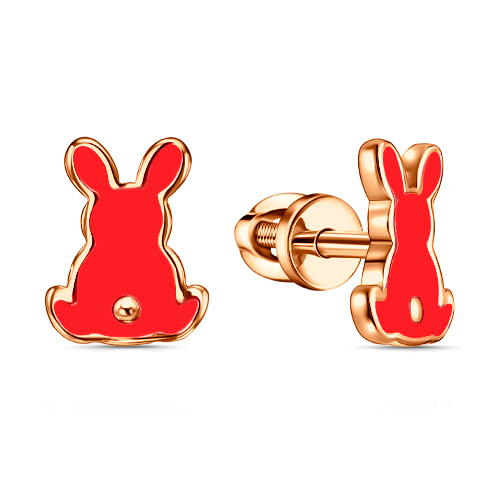 Серебряные cерьги пусеты (гвоздики) с позолотой с эмалью