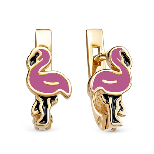 Серебряные cерьги классические с позолотой с эмалью