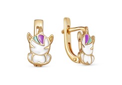 Серебряные cерьги классические с позолотой с эмалью