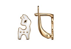 Серебряные cерьги классические с позолотой с эмалью