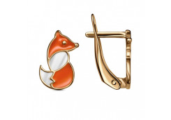 Серебряные cерьги классические с позолотой с эмалью