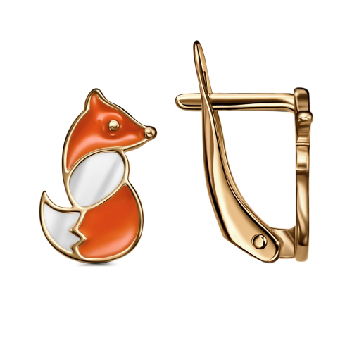 Серебряные cерьги классические с позолотой с эмалью