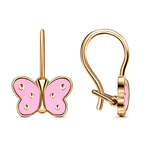 Серебряные cерьги классические с позолотой с эмалью