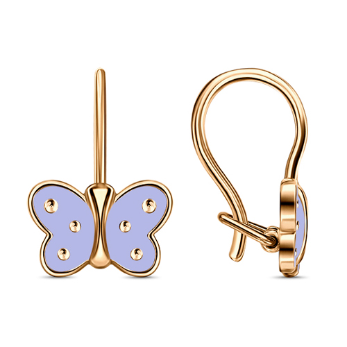 Серебряные cерьги классические с позолотой с эмалью