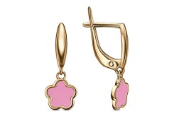 Серебряные cерьги висячие с позолотой с эмалью