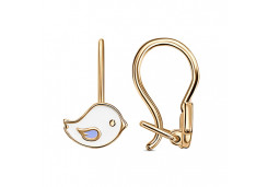 Серебряные cерьги классические с позолотой с эмалью