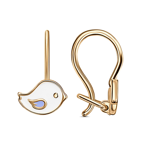 Серебряные cерьги классические с позолотой с эмалью