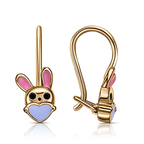 Серебряные cерьги классические с позолотой с эмалью