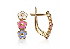 Серебряные cерьги классические с позолотой с эмалью