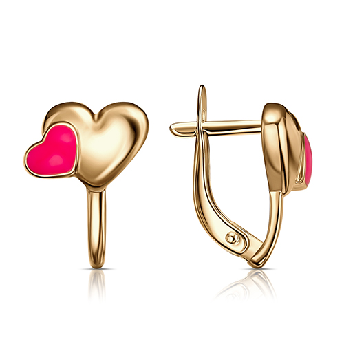 Серебряные cерьги классические с позолотой с эмалью