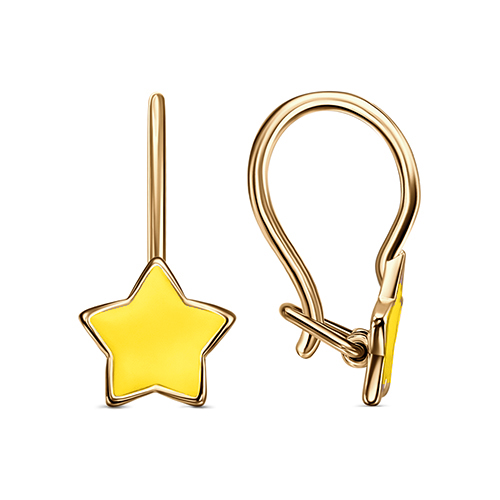 Серебряные cерьги классические с позолотой с эмалью