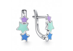 Серебряные cерьги классические с эмалью