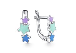 Серебряные cерьги классические с эмалью