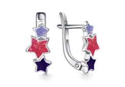 Серебряные cерьги классические с эмалью