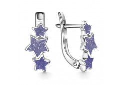 Серебряные cерьги классические с эмалью