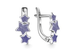 Серебряные cерьги классические с эмалью