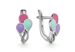 Серебряные cерьги классические с эмалью