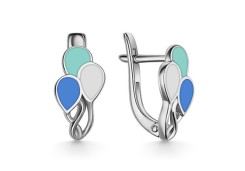 Серебряные cерьги классические с эмалью