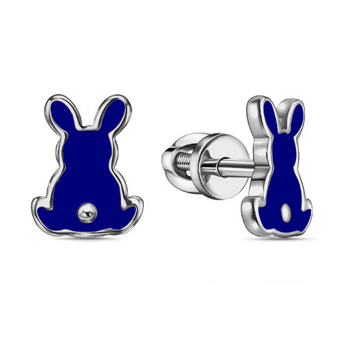 Серебряные cерьги пусеты (гвоздики) с эмалью