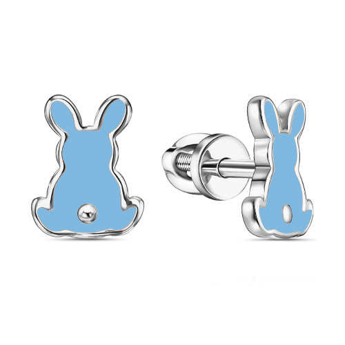 Серебряные cерьги пусеты (гвоздики) с эмалью