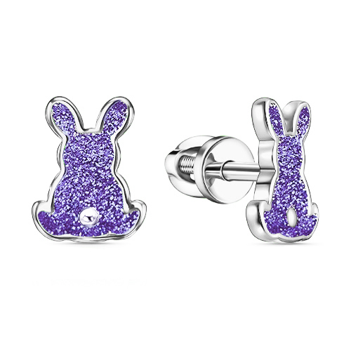 Серебряные cерьги пусеты (гвоздики) с эмалью