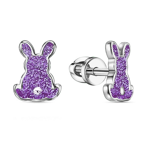 Серебряные cерьги пусеты (гвоздики) с эмалью