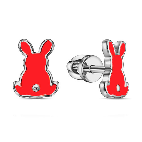 Серебряные cерьги пусеты (гвоздики) с эмалью