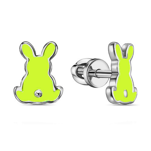 Серебряные cерьги пусеты (гвоздики) с эмалью