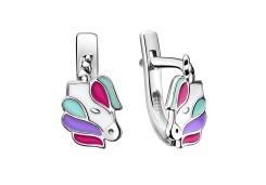 Серебряные cерьги классические с эмалью