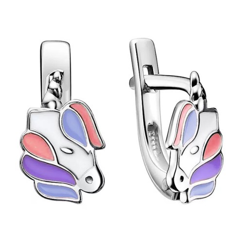 Серебряные cерьги классические с эмалью