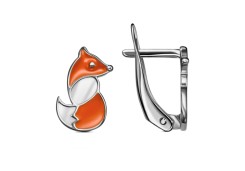 Серебряные cерьги классические с эмалью