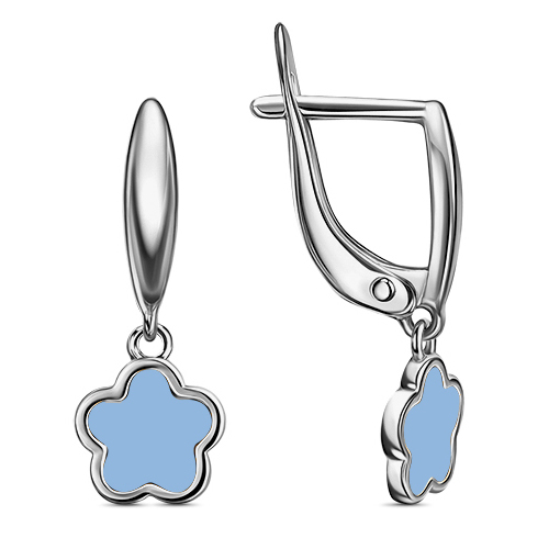 Серебряные cерьги висячие с эмалью