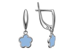 Серебряные cерьги висячие с эмалью