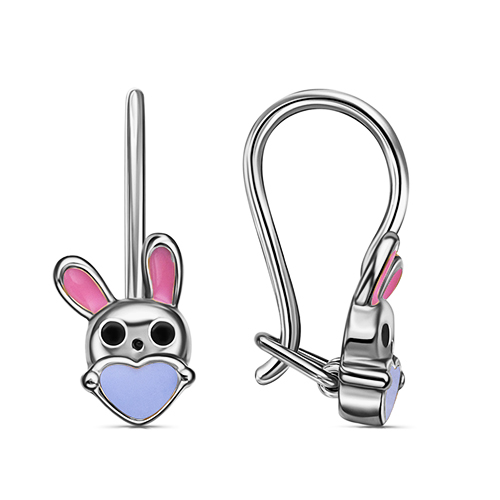 Серебряные cерьги классические с эмалью