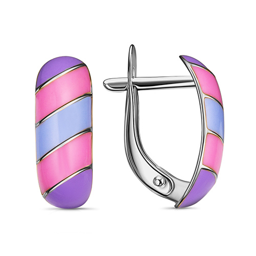 Серебряные cерьги классические с эмалью