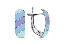 Серебряные cерьги классические с эмалью