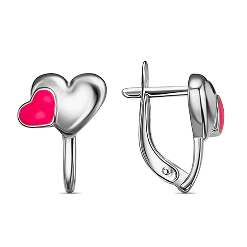 Серебряные cерьги классические с эмалью