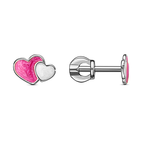 Серебряные cерьги пусеты (гвоздики) с эмалью