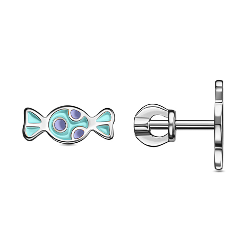 Серебряные cерьги пусеты (гвоздики) с эмалью