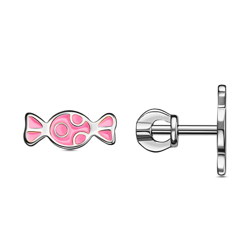 Серебряные cерьги пусеты (гвоздики) с эмалью