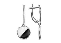 Серебряные cерьги висячие с эмалью